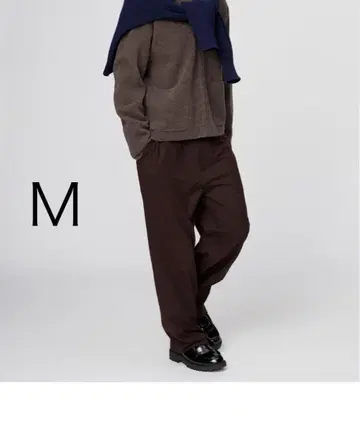 유니클로C 이지 와이드 테이퍼드 팬츠 M 다크 브라운 UNIQLO C