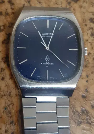 세이코 엠블럼 파랑 다이얼 남성용 빈티지 쿼츠