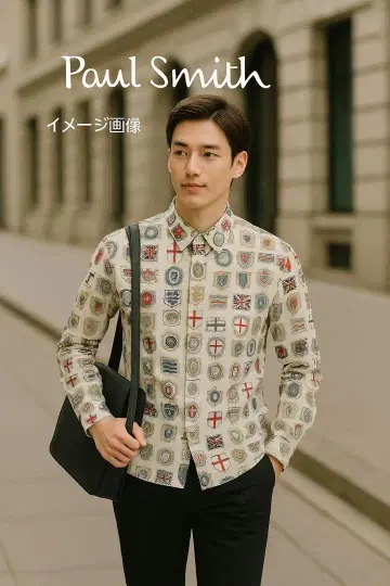 미사용급! Paul Smith 한정판 컬렉션 국기 긴팔 셔츠 L 사이즈