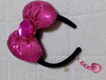 핑크 리본 머리띠 스팽글 키티 USJ