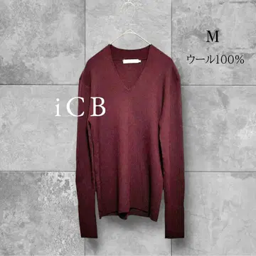 아이씨비 니트 울 스웨터 고급 가을/겨울 버건디 캐주얼 M
