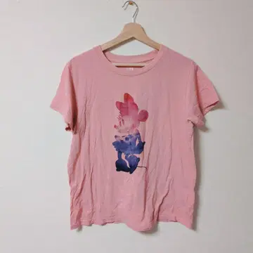 고품질 유니클로 미니 그라데이션 반팔 티셔츠 핑크 [ XL ]