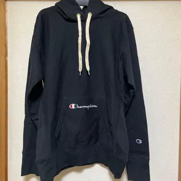 Champion 블랙 후드티 후드 부착 L 사이즈