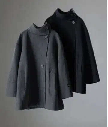 T.japan 스탠드 카라 코트 블랙