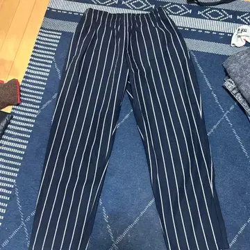 스트라이프 캐주얼 팬츠 네이비