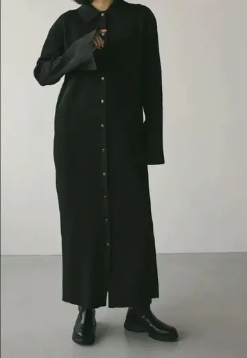 STYLEMIXER 롱 커프스 립 니트 원피스