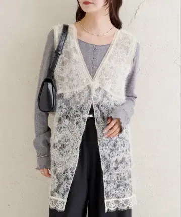 샤기 레이스 탱크 튜닉 아이보리