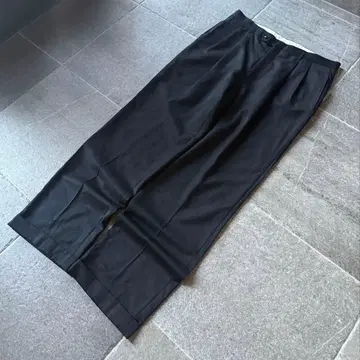 90s '울 개버딘' 2턱 와이드 슬랙스 '블랙' W34