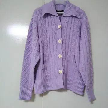 마리콴트 라벤더 케이블 니트 가디건