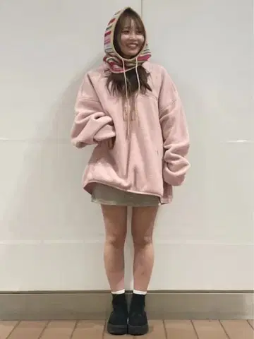 보아 오버 사이즈 하프 지퍼 GAP 로고 풀오버