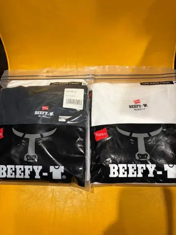 Hanes BEEFY-T 롱티 XL 2장 세트 (블랙 화이트)