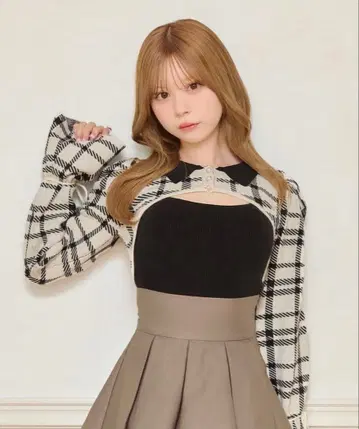 아프레 주르 소매 리본 니트 앙상블 아프레 주르