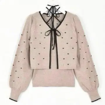 evelyn 하트 초커 가디건 핑크 베이지