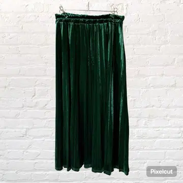 12352 참 벨로아 스커트 다크 그린 종아리 기장 L