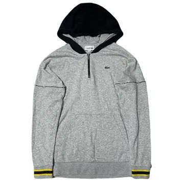 LACOSTE 라코스테 후드 부착 그레이 후드티 하프 지퍼