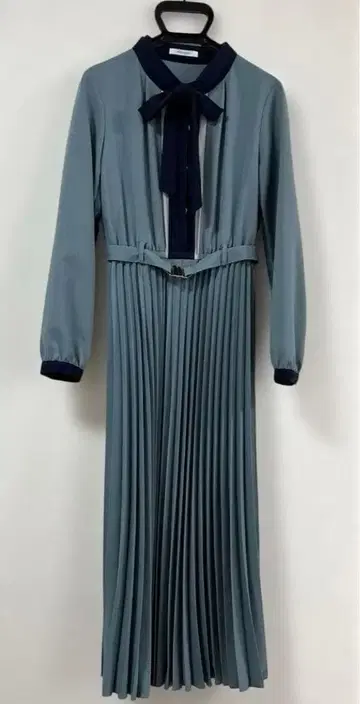 REDYAZEL 긴팔 플리츠 롱 원피스 그린