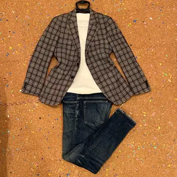 EDIFICE 자켓 브라운 체크 44 165-170