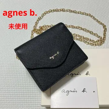 미사용 agnes b. 아그네스 베 가죽 미니 지갑 체인 포함 박스 포함