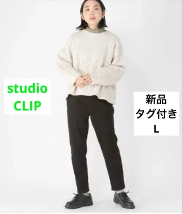 [ 새상품 ] 스튜디오 클립 스트레치 웜 슬림 팬츠 속기모 블랙 L