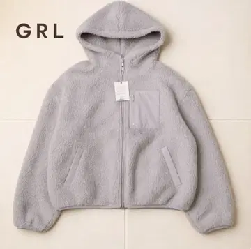 택 포함 새상품 GRL 보아 플리스 지퍼 후드티 L 그레이