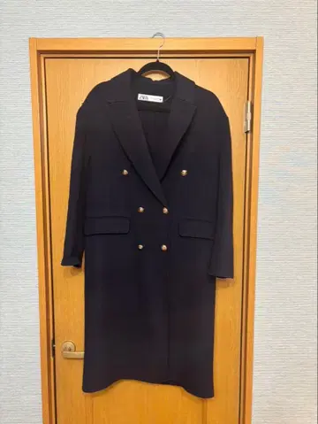 ZARA 네이비 롱 코트 골드 버튼