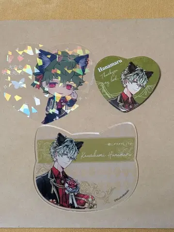 악마고양이 난자타운 고양이형 코스터 캔 배지 클리어 카드 하나마루