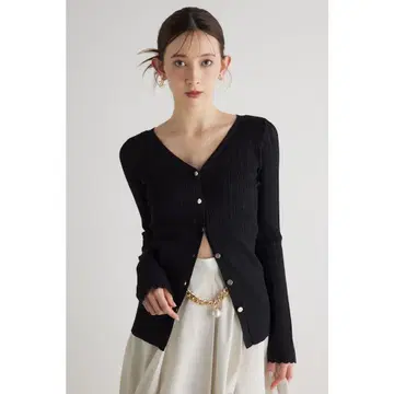 Rienda 시어 스트라이프 니트 프론트 체인 J/W 토네이도 벌룬