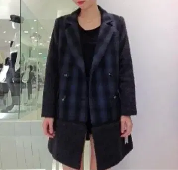 jouetie 2way 체크 체스터 코트