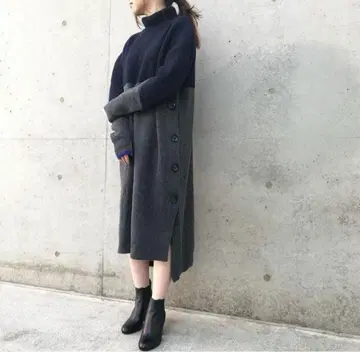 나곤스탠스 nagonstans 니트 원피스 네이비 그레이