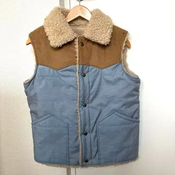 70s 다운 베스트 보아 안감 투톤 코듀로이