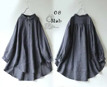 새상품할인 08mab 그레이*등개더A라인 셔츠 튜닉 긴팔 린넨 1065