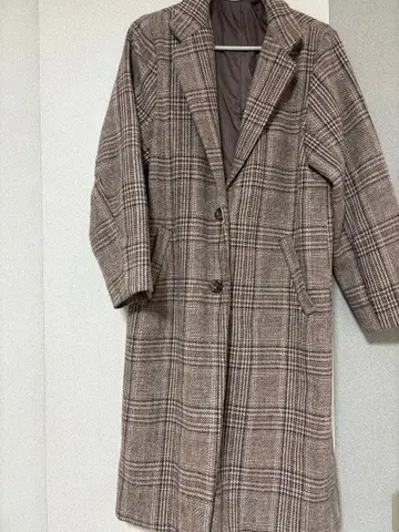 체스터 코트 롱 체크 무늬