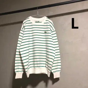 CHEMISE LACOSTE 자수 악어 보더 코튼 니트 로고 악어