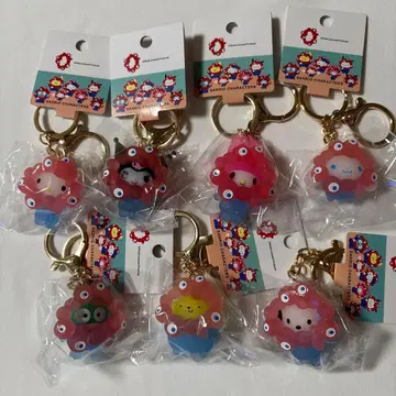 산리오 미야쿠미야쿠 입체 마스코트 클리어 컬러 키링 컴플리트 세트
