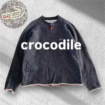 [ 새상품급 ] 크로커다일 로고 자수 울 혼방 긴팔 니트 풀오버