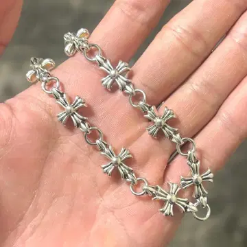 silver cross style link bracelet y2k