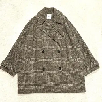 스픽 앤 스팬 W 슬리버 체크 하프 코트 브라운 38