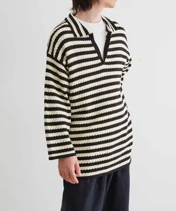 스트라이프 니트 풀오버