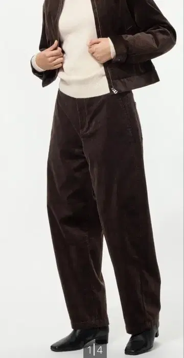 유니클로 코듀로이 커브 팬츠 L 다크 브라운 미사용 새상품