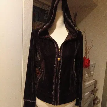 리즈리사 LIZLISA 스트레치 벨로아 후드티 (짙은 갈색)