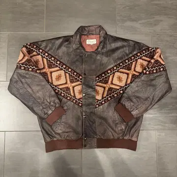 해외 구제 의류 절개 니트 가죽 자켓