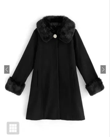 GRL 펄 브로치 포함 퍼 플레어 코트