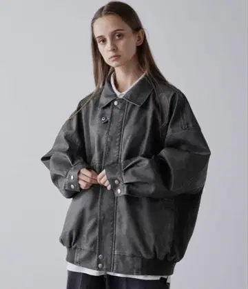 [ CLEL ] 빈티지 디자인 인조 가죽 블루종