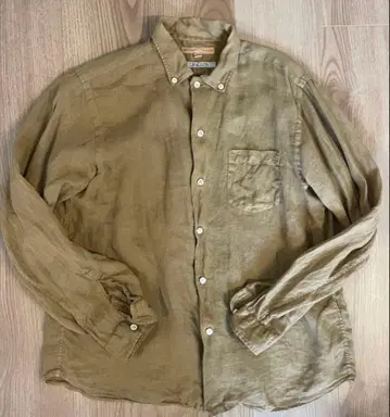 SUNSHINE+CLOUD 버튼 다운 린넨 셔츠 카키