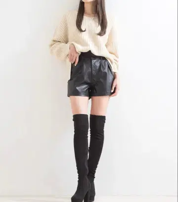 유메텐보 슬림 레그 핏 니하이 부츠