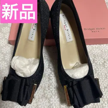 브리지트 버킨 워크 *미사용 새상품 블랙 라메 볼륨 리본 플랫슈즈 23