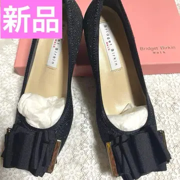 브리지트 버킨 워크 *미사용 새상품 블랙 라메 볼륨 리본 플랫슈즈 23