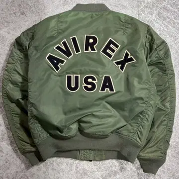 컨디션 최상 AVIREX MA-1 백 아치 로고 XL 그린 리버서블