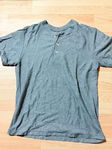 교토 이지 그레이 코튼 헨리넥 T셔츠