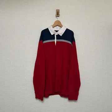 GAP 라거 셔츠 XL 라인 절개 레드 x 네이비